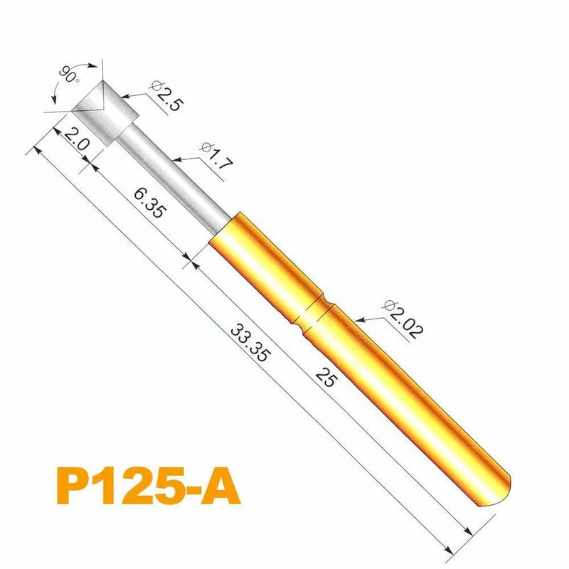 P125-A Spring Test Probe Pogo Pin with 5A Current 50m Ohm Resistance and 33.35mm Length for PCB Testing