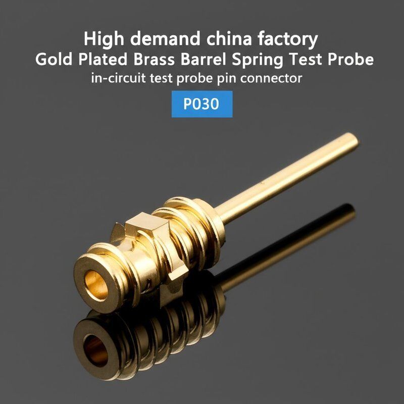 Gold Plated Brass Barrel Spring Test Probe with 0.5amps Current Rating and 50mΩ Max Contact Resistance for In-Circuit-Test (ICT)