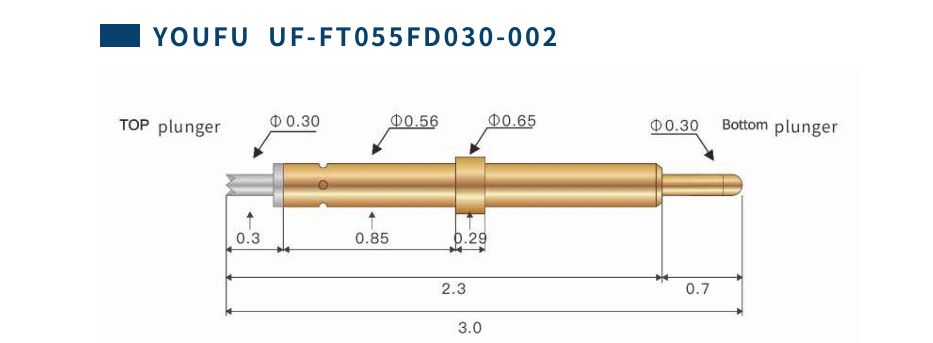 ปิ้นสัมผัสสปริงเครื่องตรวจสอบหัวสองตัวสําหรับการทดสอบ IC YOUFU UF-FTO55FD030-002