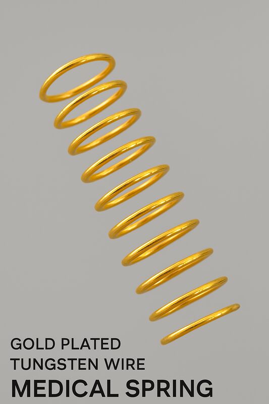 Medical-grade gold-plated tungsten wire, custom medical springs, custom gold-plated tungsten wire, specialized springs